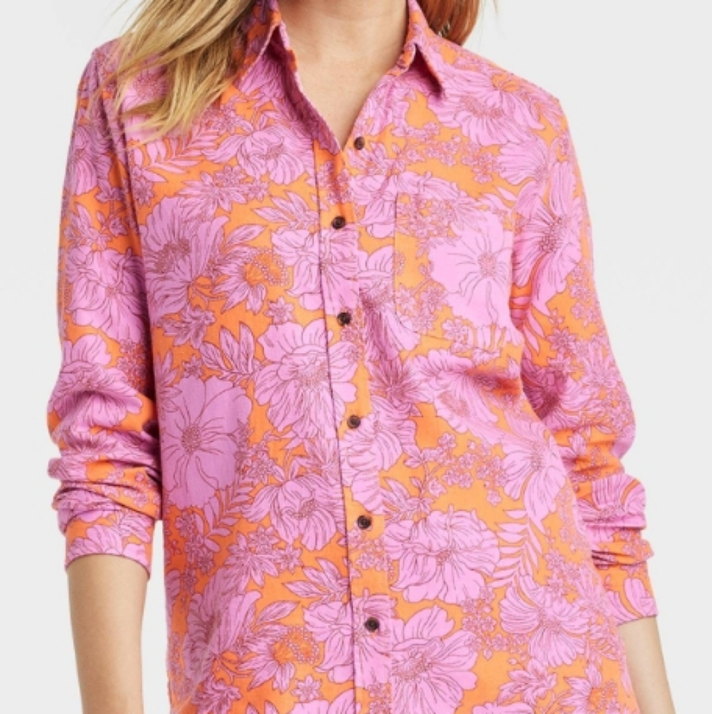 Universal Thread Linen Long Sleeve Collared Button-Down Shirt NWT - Picture 3 of 4
